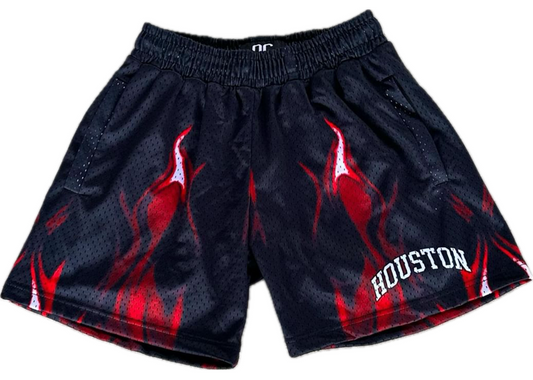 Ourselves Clothing Red Flame Arc Shorts