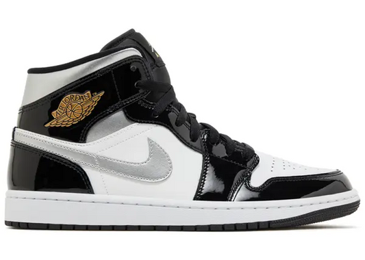 Air Jordan 1 Mid SE Black White Metallic Silver