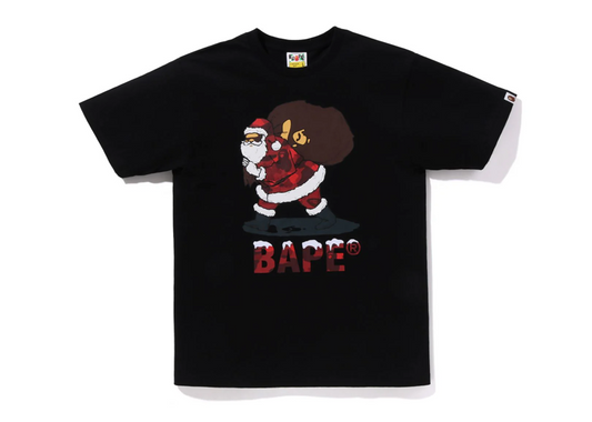 A BATHING APE CHRISTMAS BAPE TEE IN BLACK