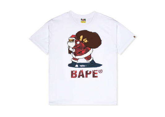 A BATHING APE CHRISTMAS BAPE TEE IN WHITE